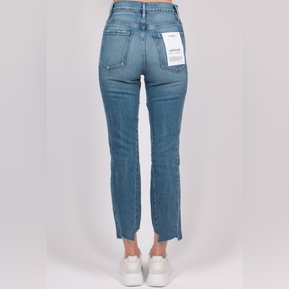 NWT Frame Denim Le Sylvie Jagged Edge Masonic LSYJEL14 Ultra High Rise Straight - Picture 2 of 15